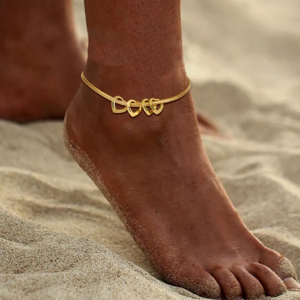 Bracelet Cheville Réglable Prénom Personnalisés Bracelet Coeur Pour Femmes｜Jessemade