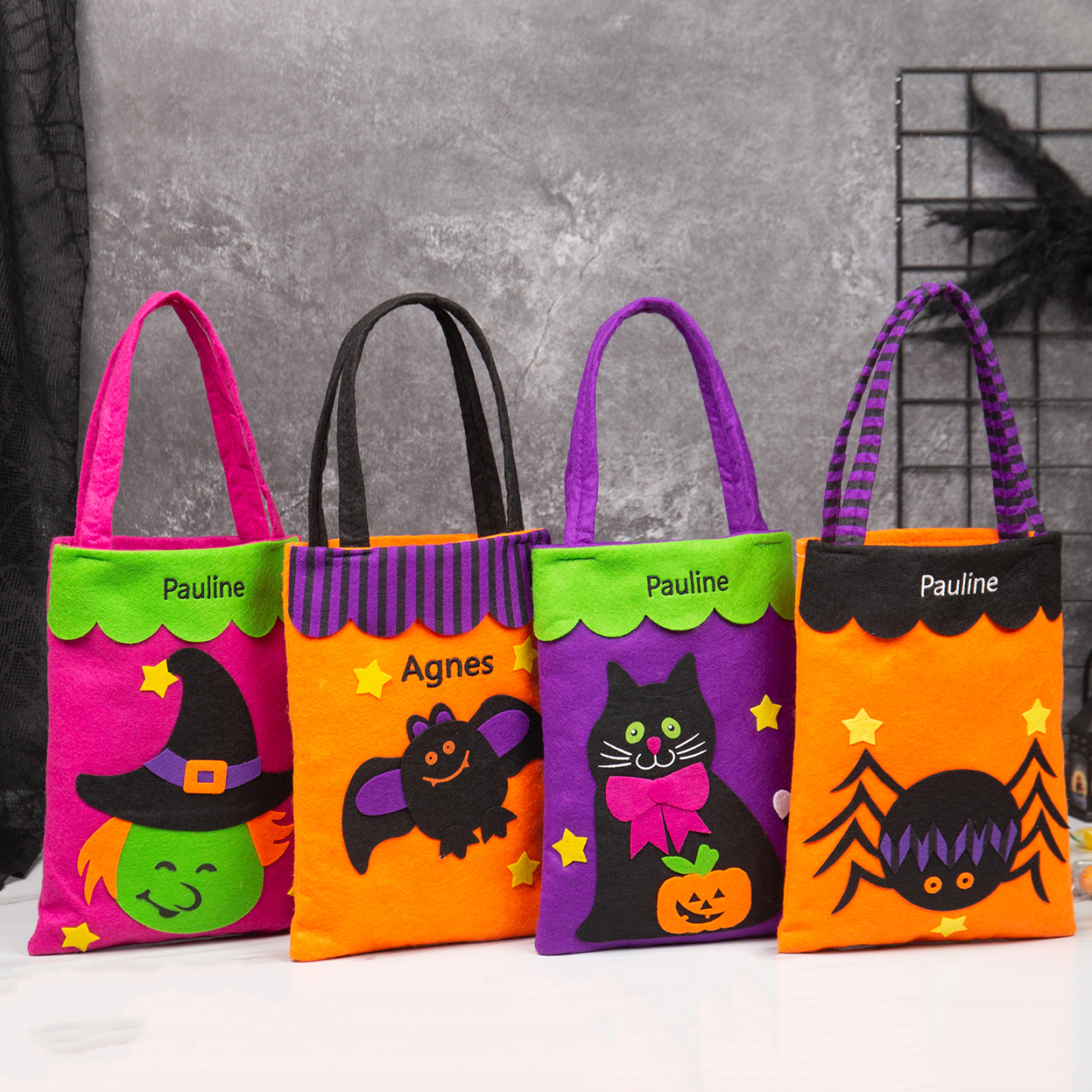 Sac de Bonbons Sorcière🧙‍♀ d'Halloween 1 Prénom Personnalisé