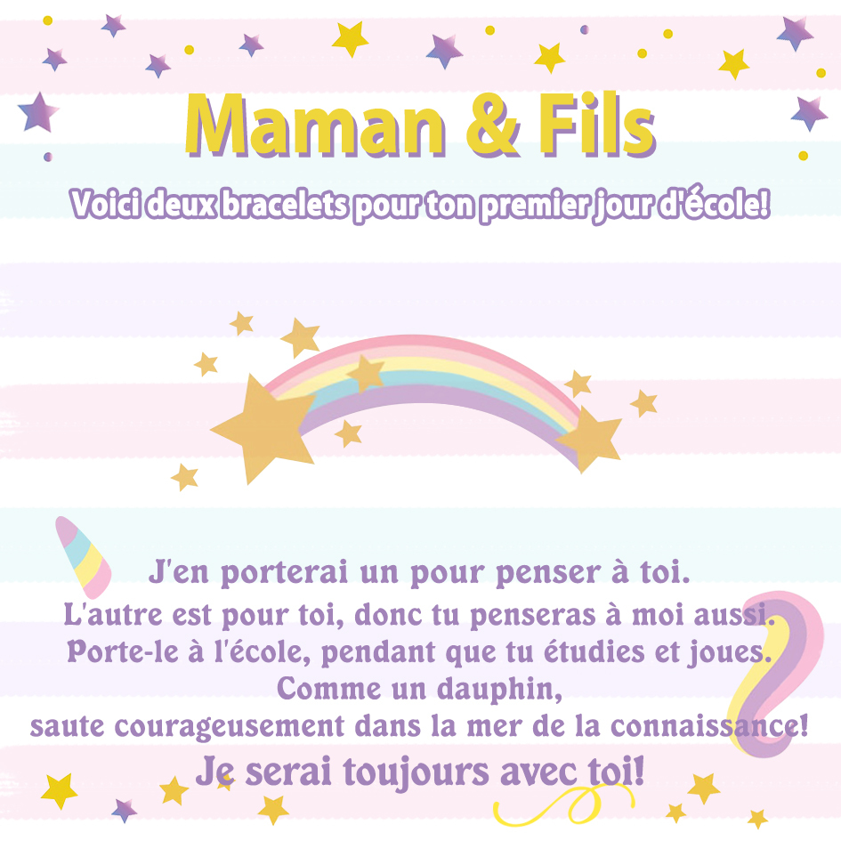 À Mon Fils-2PCS Ensemble de Bracelets Dauphin - Cadeau Rentrée Scolaire Premier Jour d’École pour Enfants