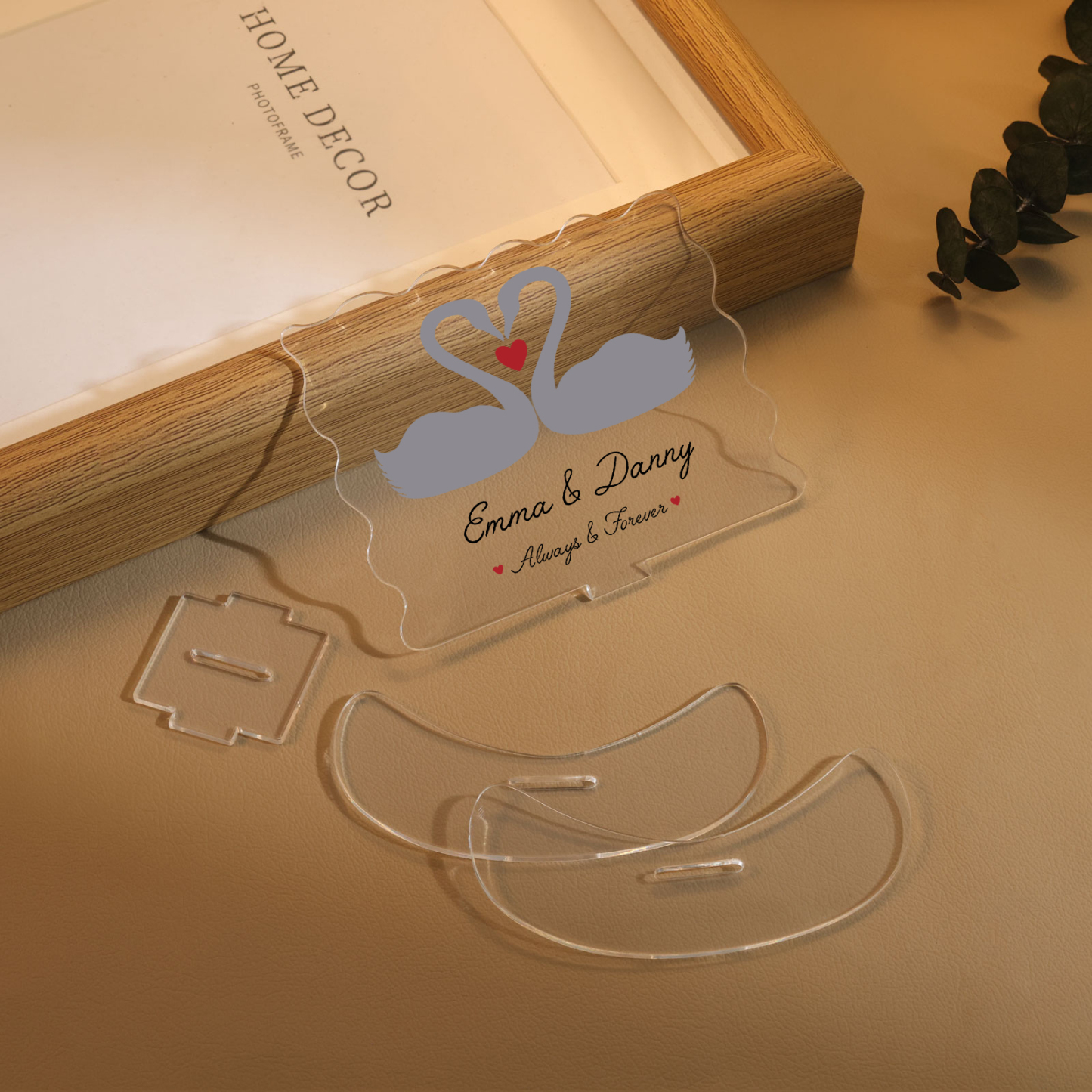 Ornements Panneau Acrylique 2 Prénoms Personnalisés avec Texte pour Couple