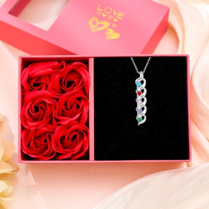 Collier ADN Personnalisé avec 1 à 10 Prénoms et Pierres de Naissance – Cadeau pour la Famille et les Proches