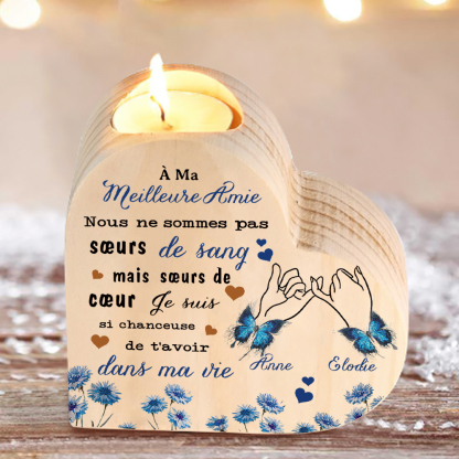 À Ma Meilleure Amie - Bougeoir en Bois 2 Prénoms Personnalisés sans bougie