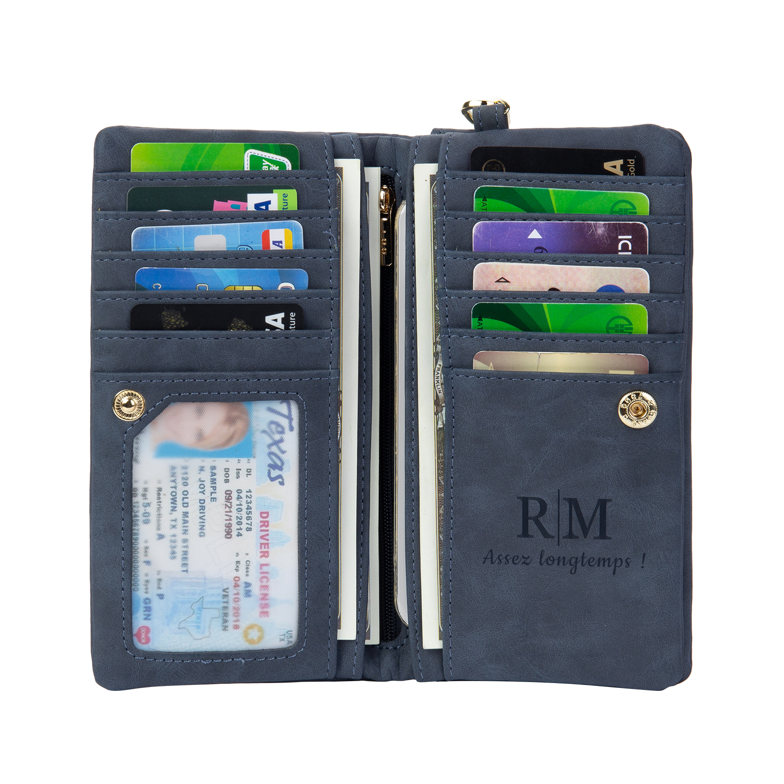 Portefeuille long en cuir PU 1 Prénom personnalisé avec photos et texte et 2 lettre 