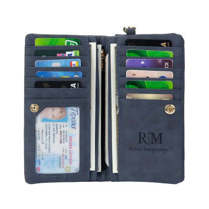 Portefeuille long en cuir PU 1 Prénom personnalisé avec photos et texte et 2 lettre 