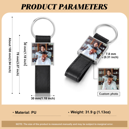 Porte-Clés Cuir PU Carré Photo Personnalisée Porte-Clés Homme