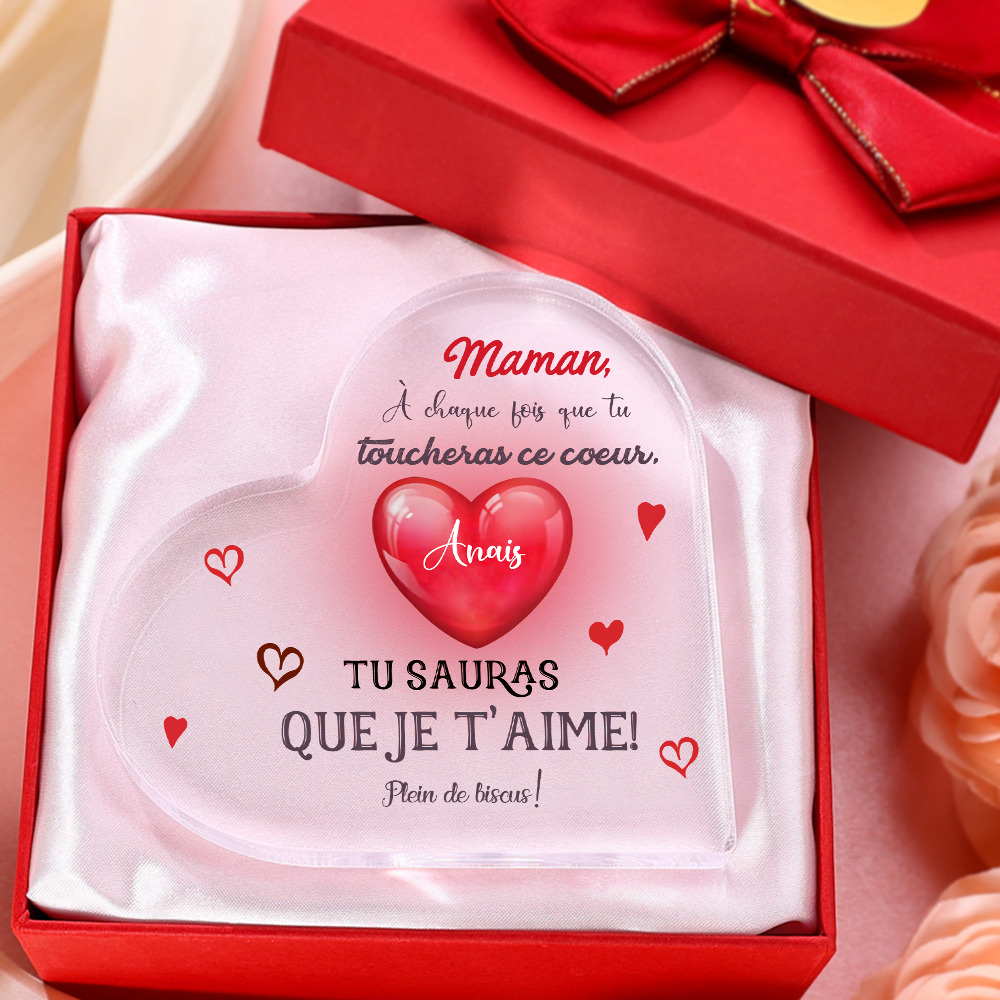 À ma Maman - Plaque Acrylique en Forme de Cœur 1 Prénom Personnalisé 