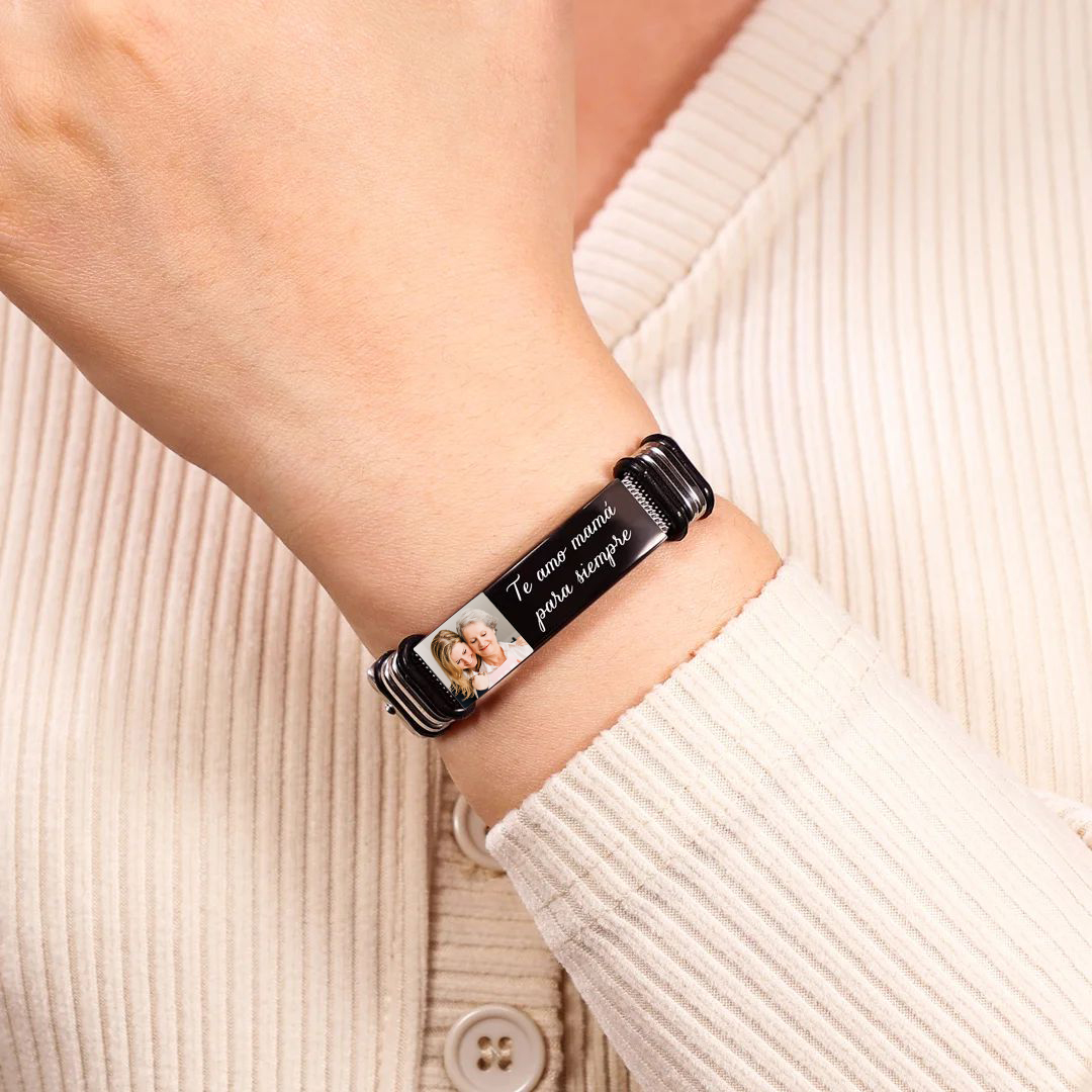 Bracelet 2 Prénoms Personnalisé texte avec photo