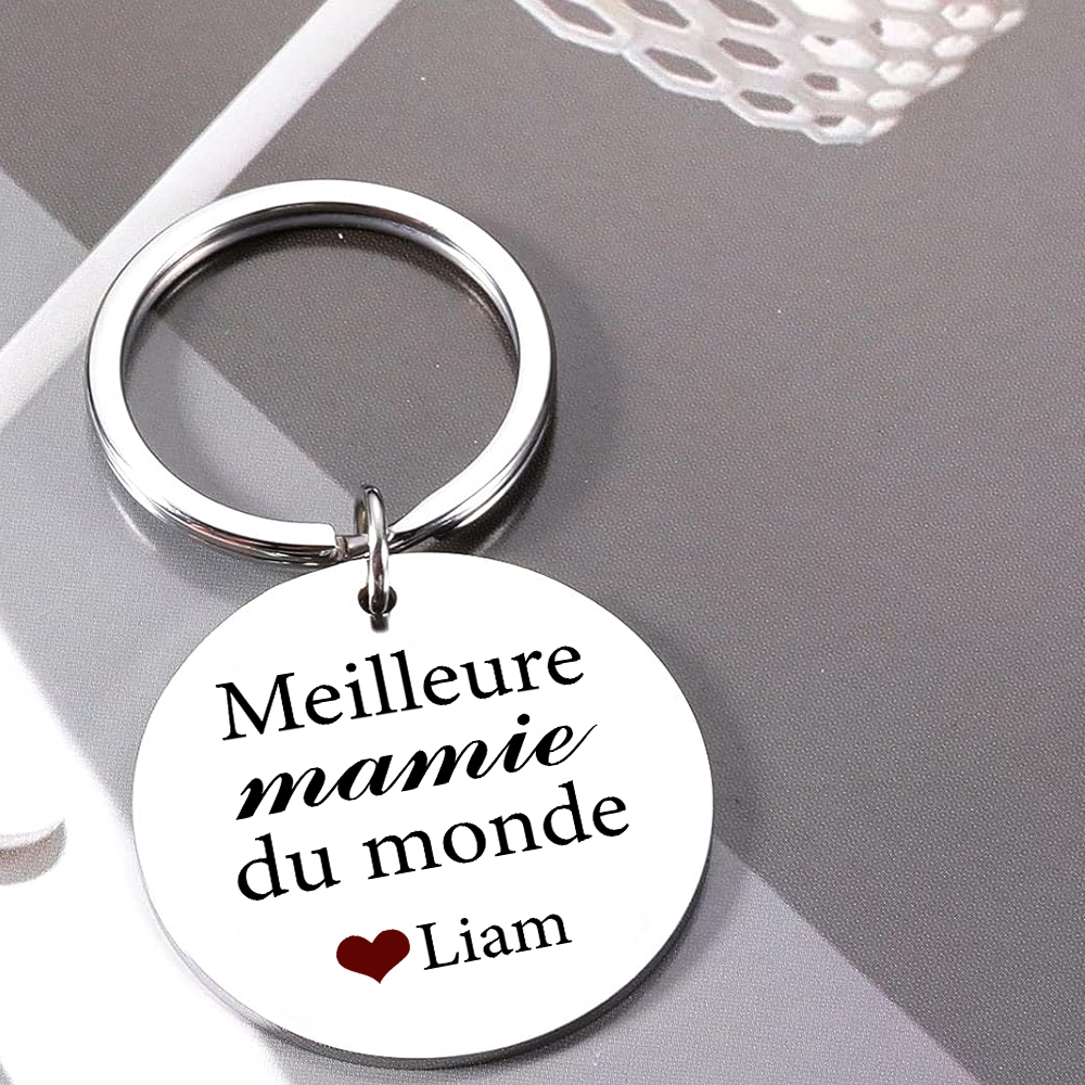 Porte-Clés 1 Prénom et Photo Personnalisés pour Mamie