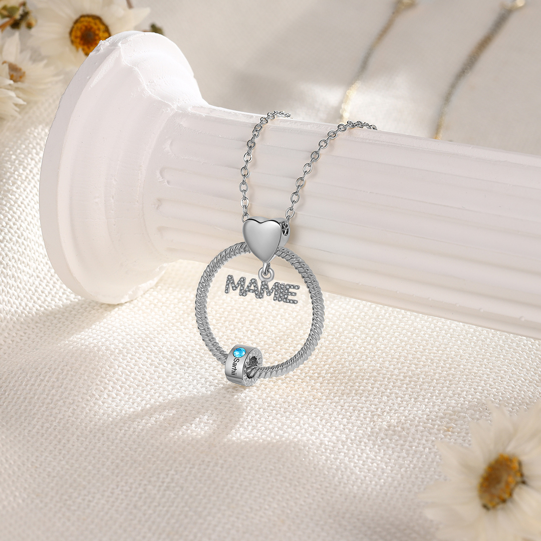 À ma Mamie - Collier personnalisé avec 1 Prénom et Pierre de naissance  Collier pendentif Or/Argent｜Jessemade