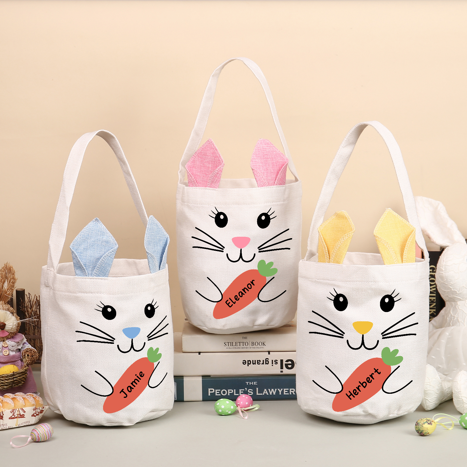 Sac de Pâques Lapin 1 Prénom Personnalisé