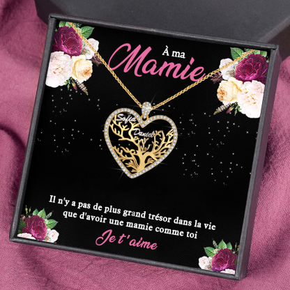 À ma Mamie - Collier Pendentif Arbre de vie Arbre généalogique 2 prénom