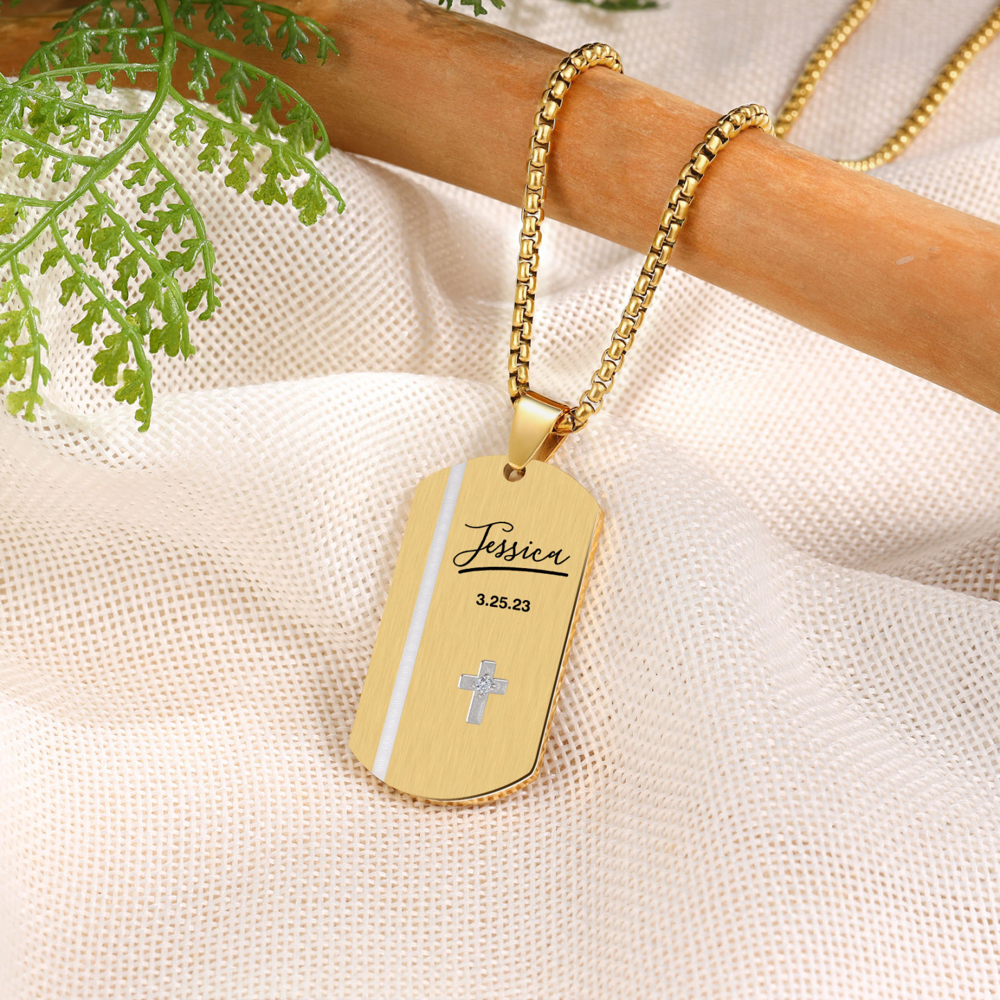 Collier 1 Prénom et Texte Personnalisés avec Date