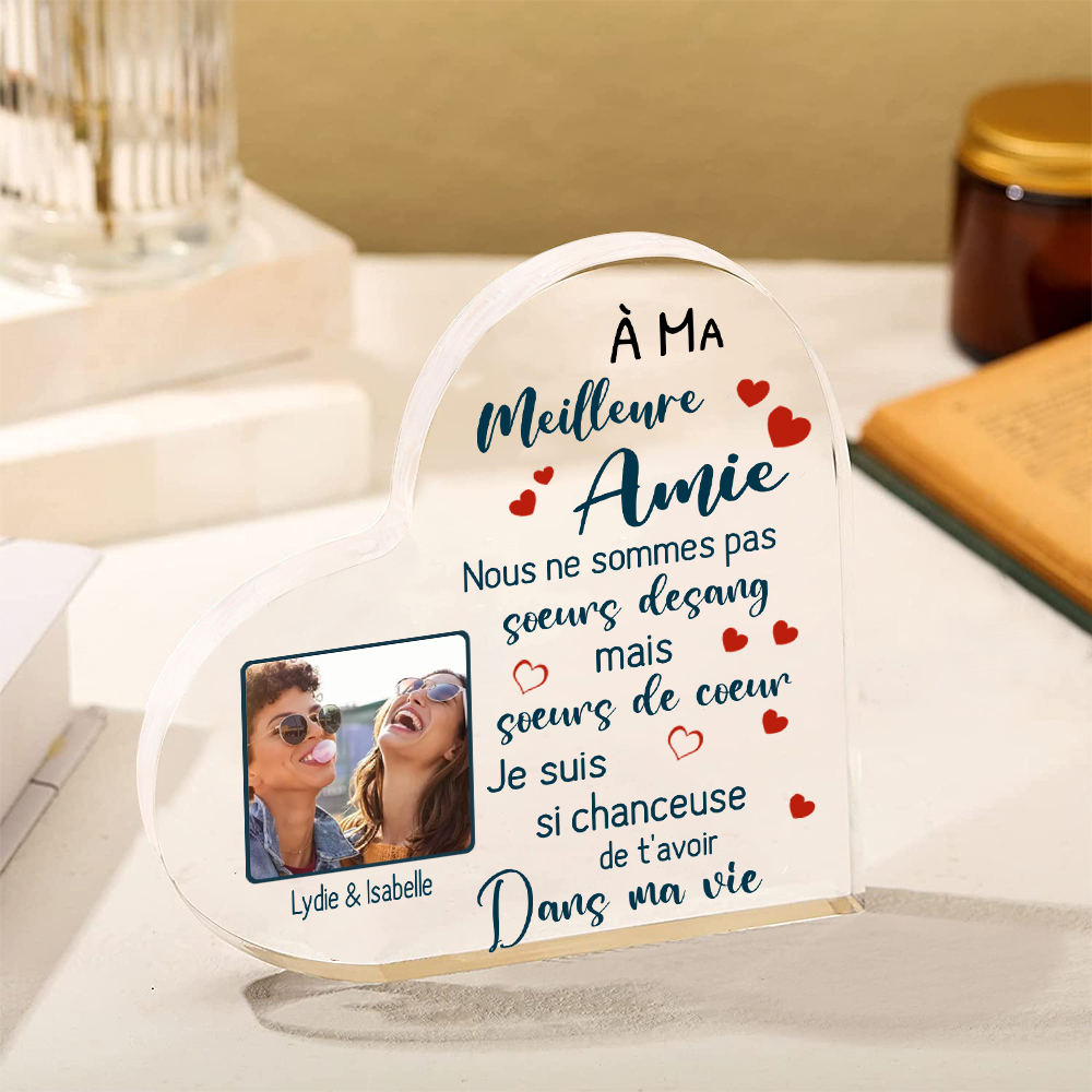 À Ma Meilleure Amie-Plaque Acrylique en Forme de Coeur Texte Personnalisé avec Photo | Jessemade