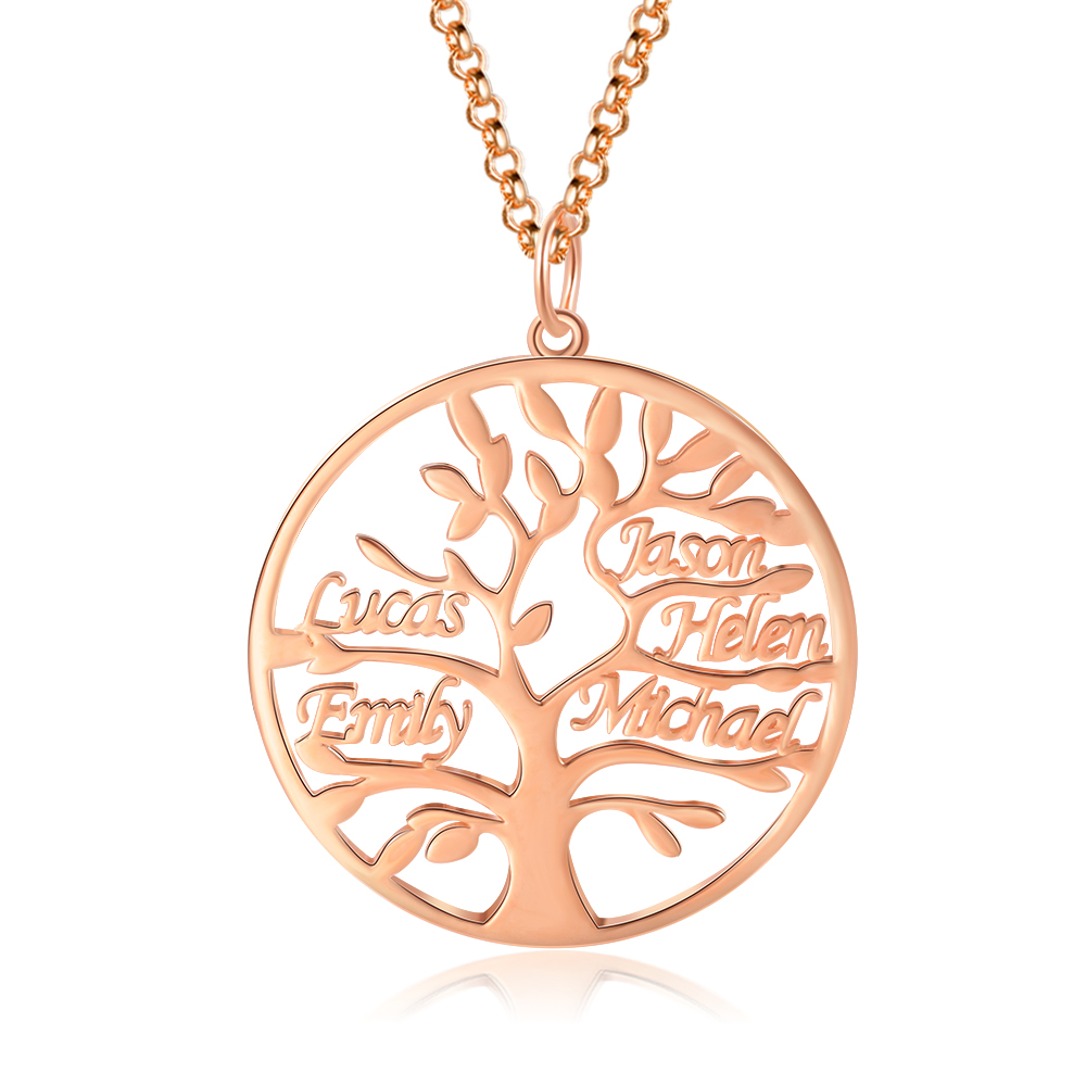 Collier Argent Arbre de vie Arbre généalogique 5 prenoms