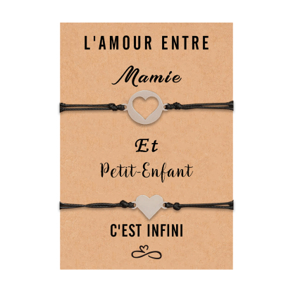 Jessemade FR 2PCS Ensemble de Bracelets Cœur cadeau pour Mamie et petits-enfants
