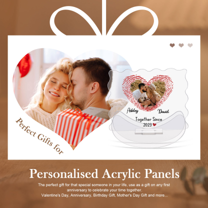 Ornements Panneau Acrylique 2 Prénoms et Photo Personnalisés avec Texte pour Couple