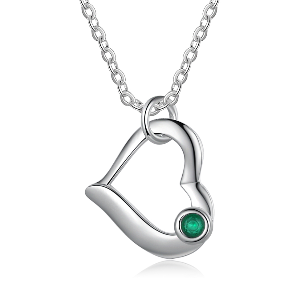 Collier Coeur 1 Prénom Personnalisés Pendentif avec 1 Pierre de Naissance|Jessemade