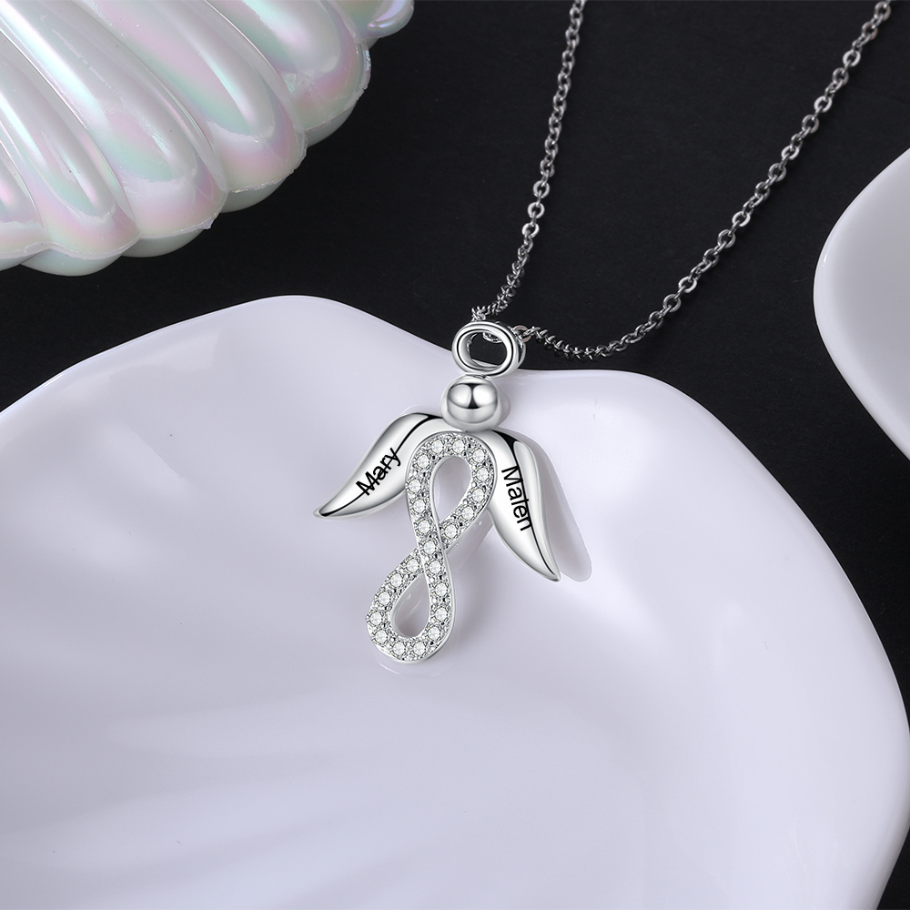 A ma meilleure amie - Collier aile avec Infini 2 Prénom Personnalisé