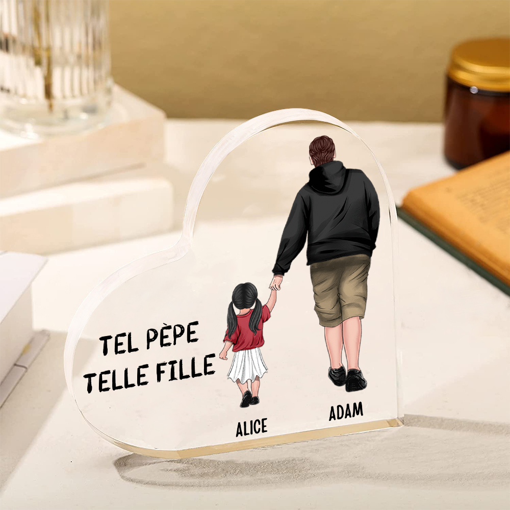 Plaque Acrylique 2 Prénoms Personnalisés pour Papa et Fille | Cadeau Fête des Pères | Jessemade