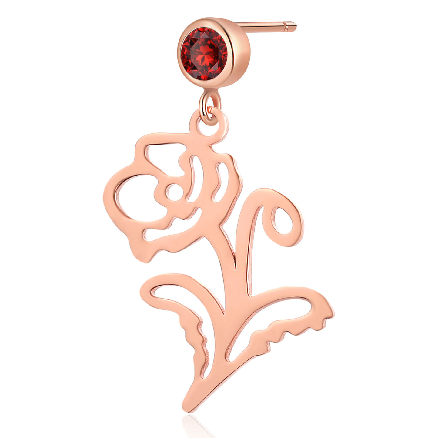 Boucle d'oreille Fleur de Naissance Personnalisé avec Pierre de Naissance