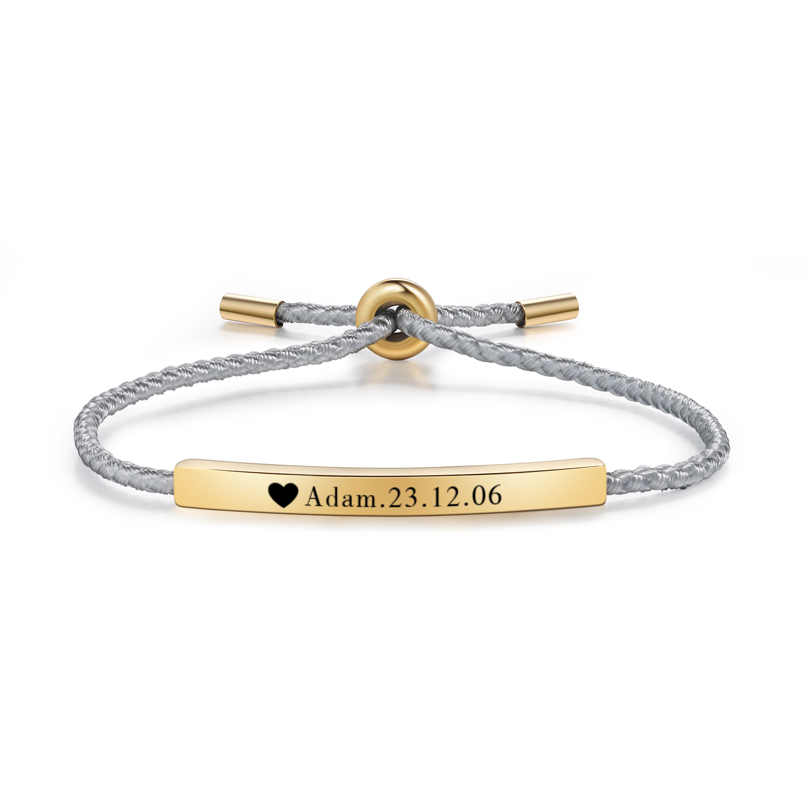 Bracelet 1 Prénom et Date Personnalisés pour Couple