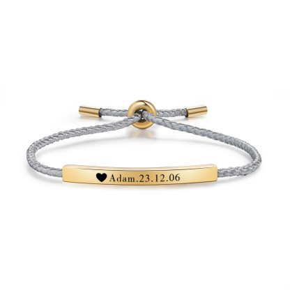 Bracelet 1 Prénom et Date Personnalisés pour Couple