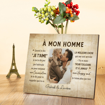 À Mon Homme - Cadre en bois de Saint-Valentin 2 Prénoms personnalisé avec photo | Jessemade