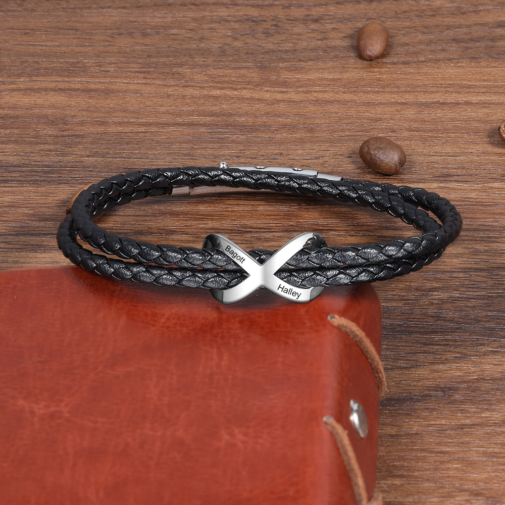 Bracelet Infini 2 Prénoms Personnalisés Bracelets pour couple｜Jessemade