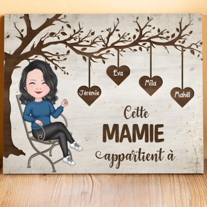À Mamie - Cadre en Bois 1-8 Prénoms Personnalisés avec Illustrations Cadeau Pour Mamie | Jessemade