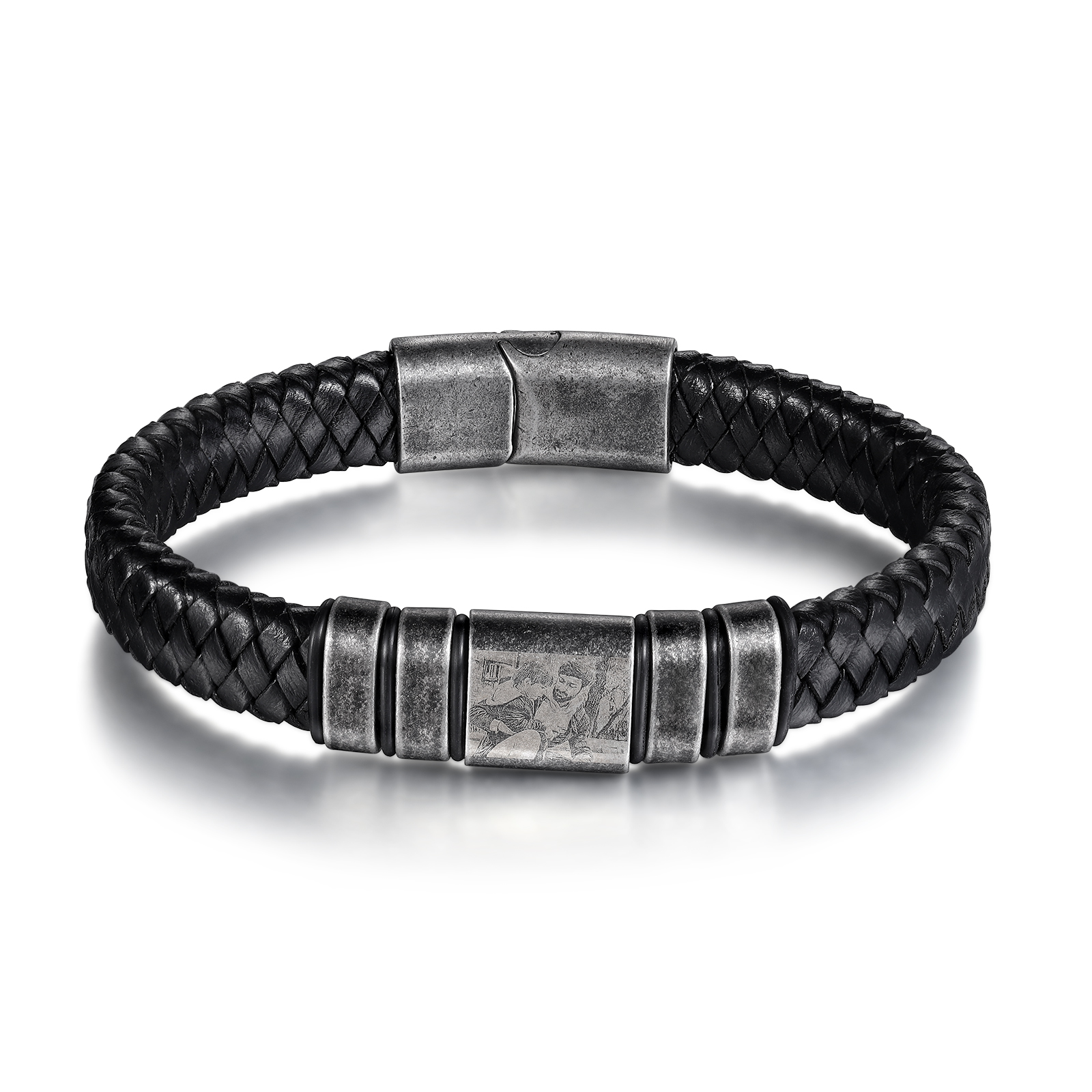 Bracelet Photo Personnalisé avec 4 Prénoms gravés pour Homme｜Jessemade