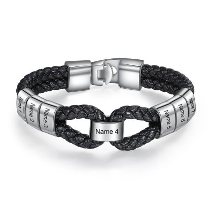 À mon Papa - 1-7 Noms Bracelet Cuir tressé Personnalisés Homme