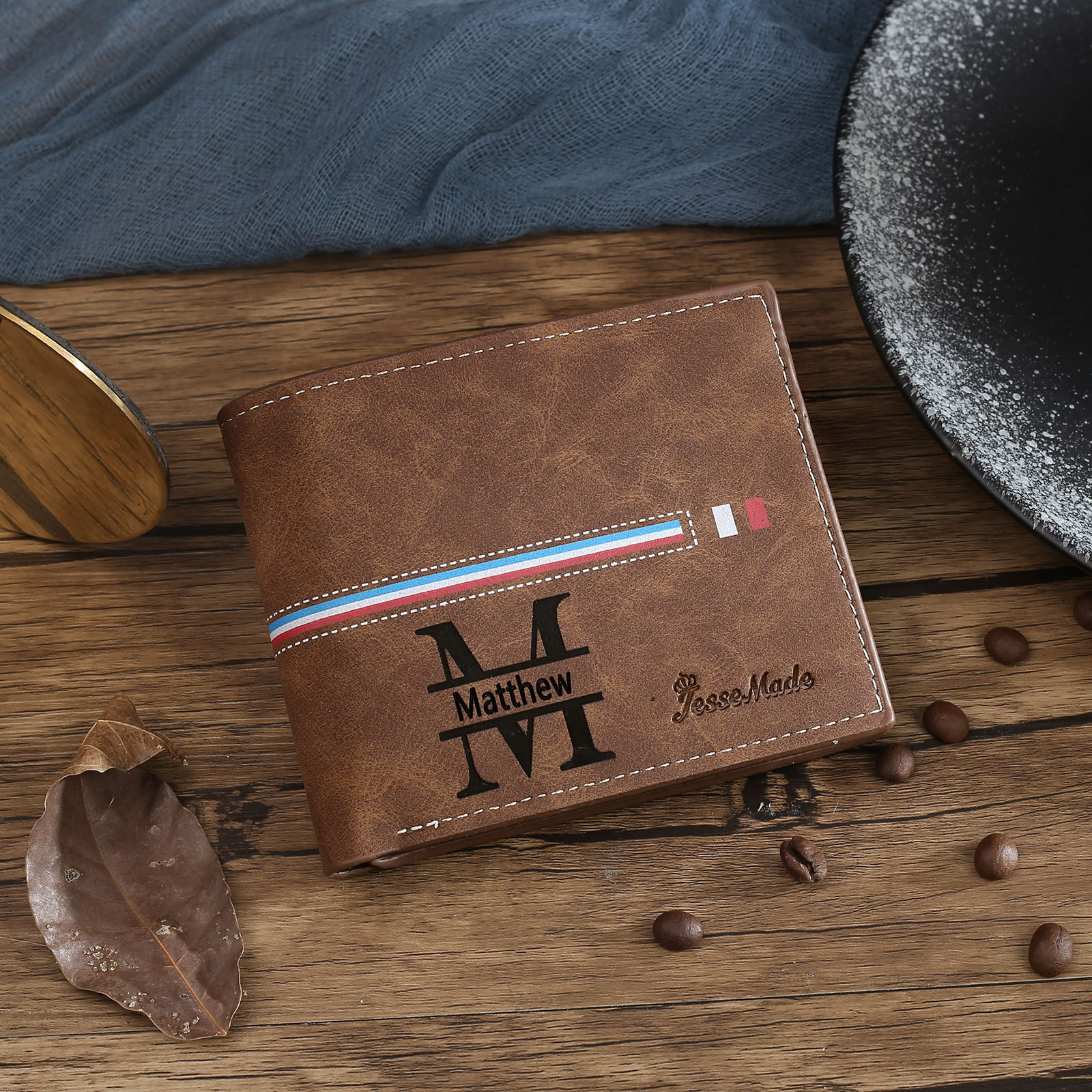 Portefeuille Classique 1 Prénom et Lettre Personnalisés avec Photo Porte-Monnaie Carte