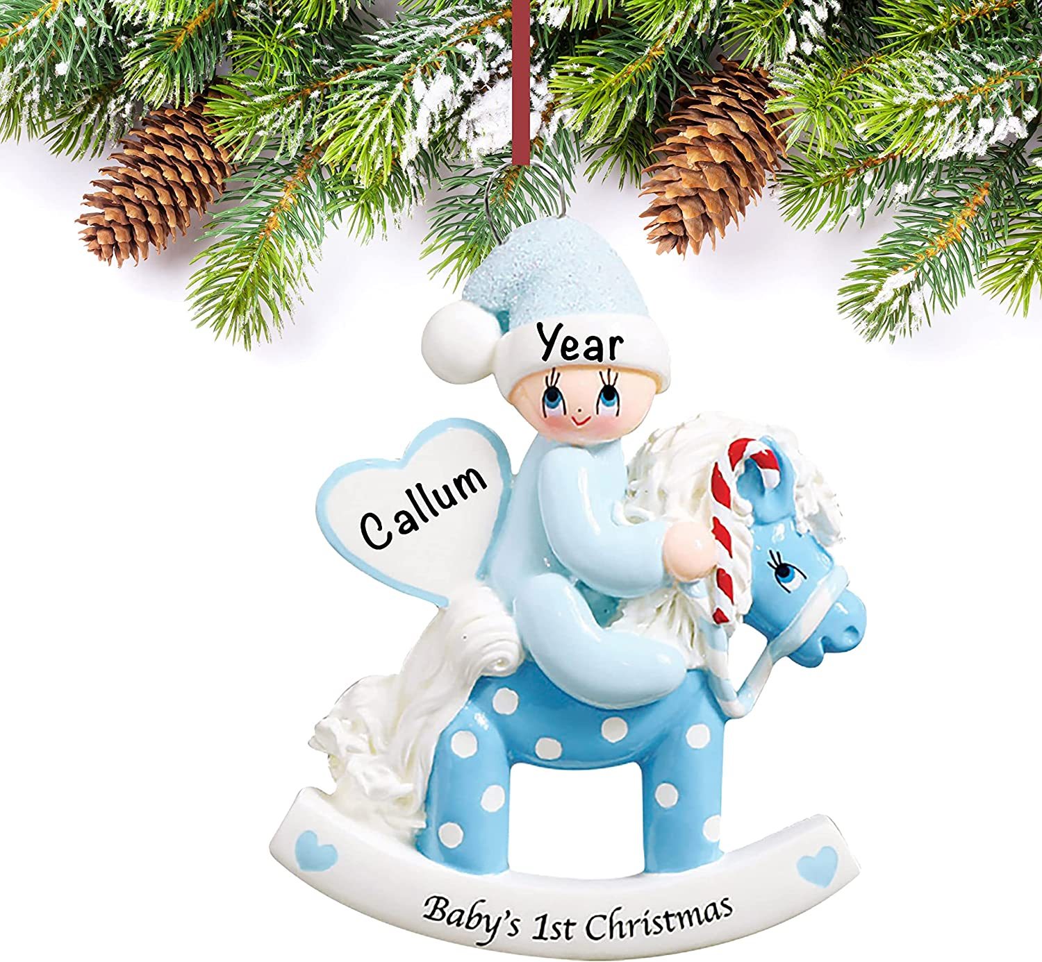 Ornements de Noël en Bois 1 Prénom Personnalisé avec texte et années cadeau pour BéBé