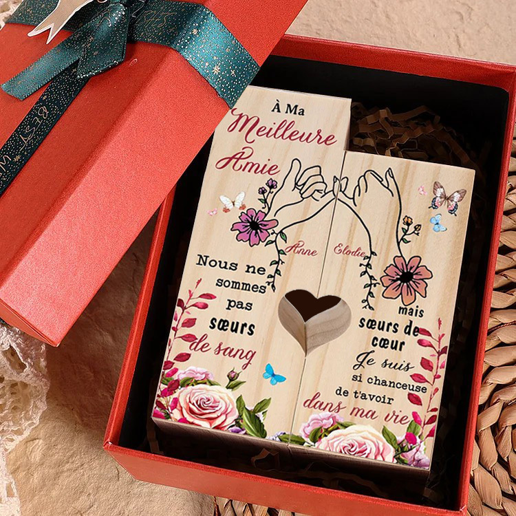 À Ma Meilleure Amie - Bougeoirs en Bois 2 Prénoms Personnalisés avec C