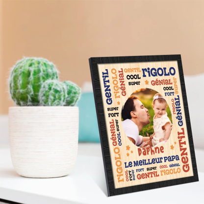 À Mon Papa-Cadre en Bois Prénom et Photo Personnalisés