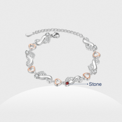 Bracelet Pied bébé et Cœur Personnalisé avec 1 Prénom et Pierre de naissance Bracelet pour Femme | Jessemade