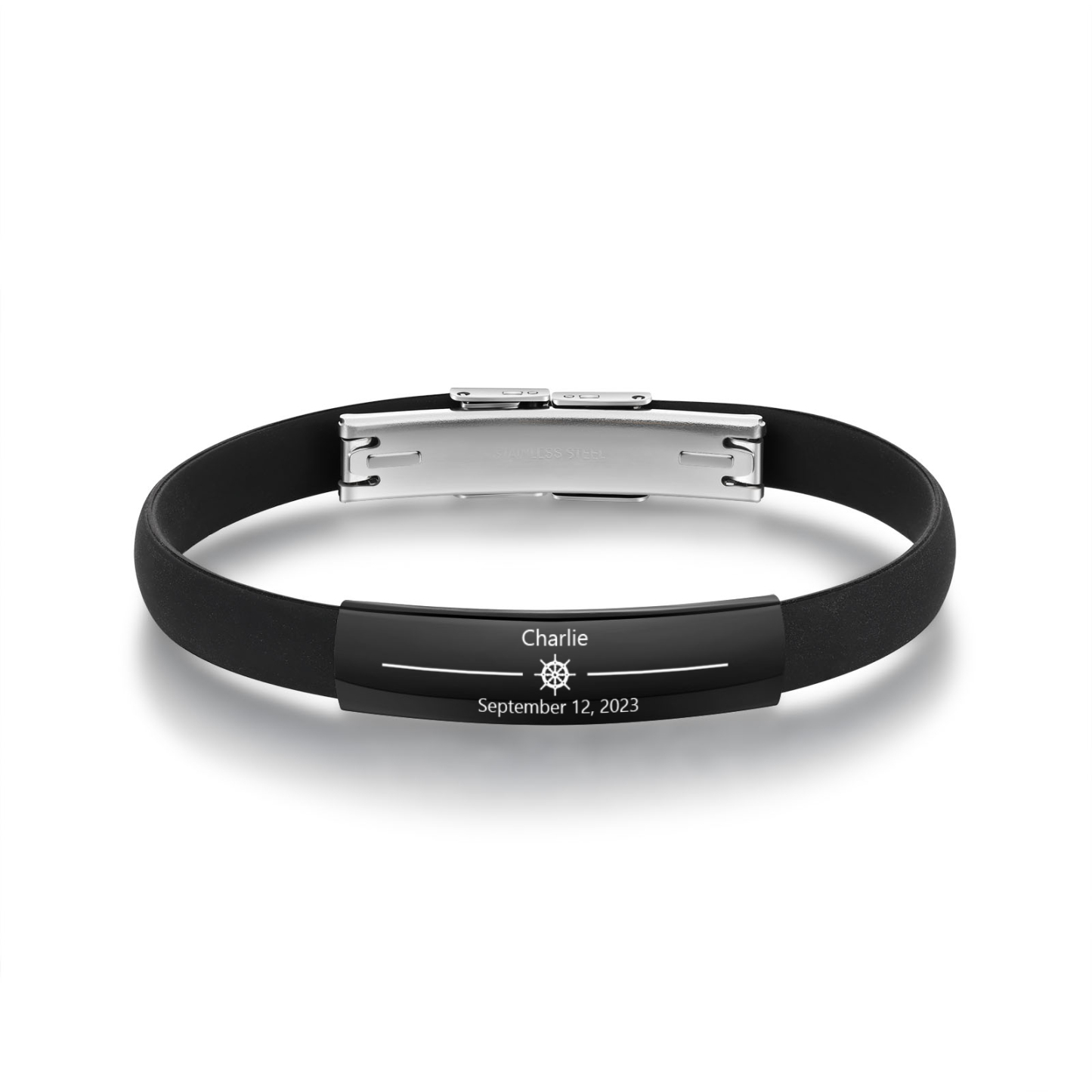 Bracelet Cuir 1 Prénom et Date Personnalisés pour Homme
