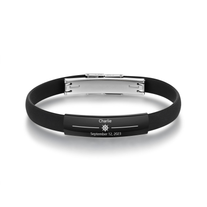 Bracelet Cuir 1 Prénom et Date Personnalisés pour Homme
