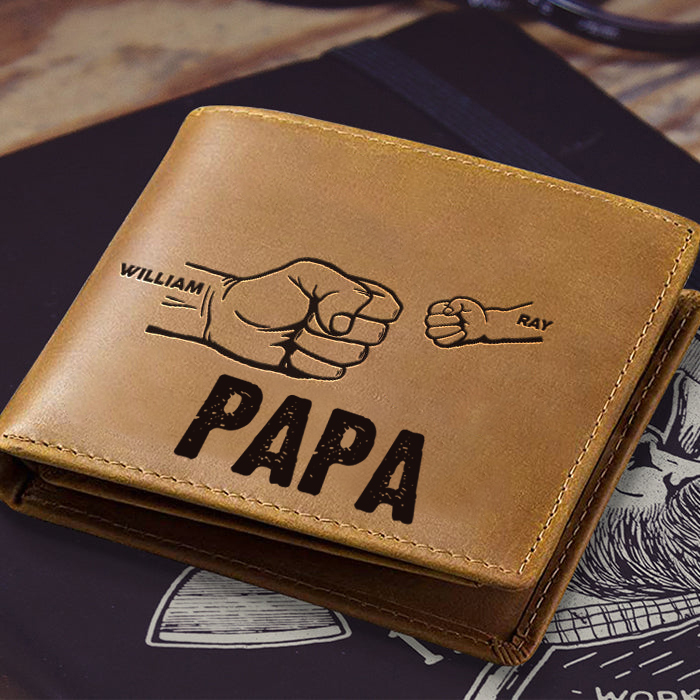 À Papa-Portefeuille Poings 2 Prénoms Personnalisé Classique Homme Porte-Monnaie Carte
