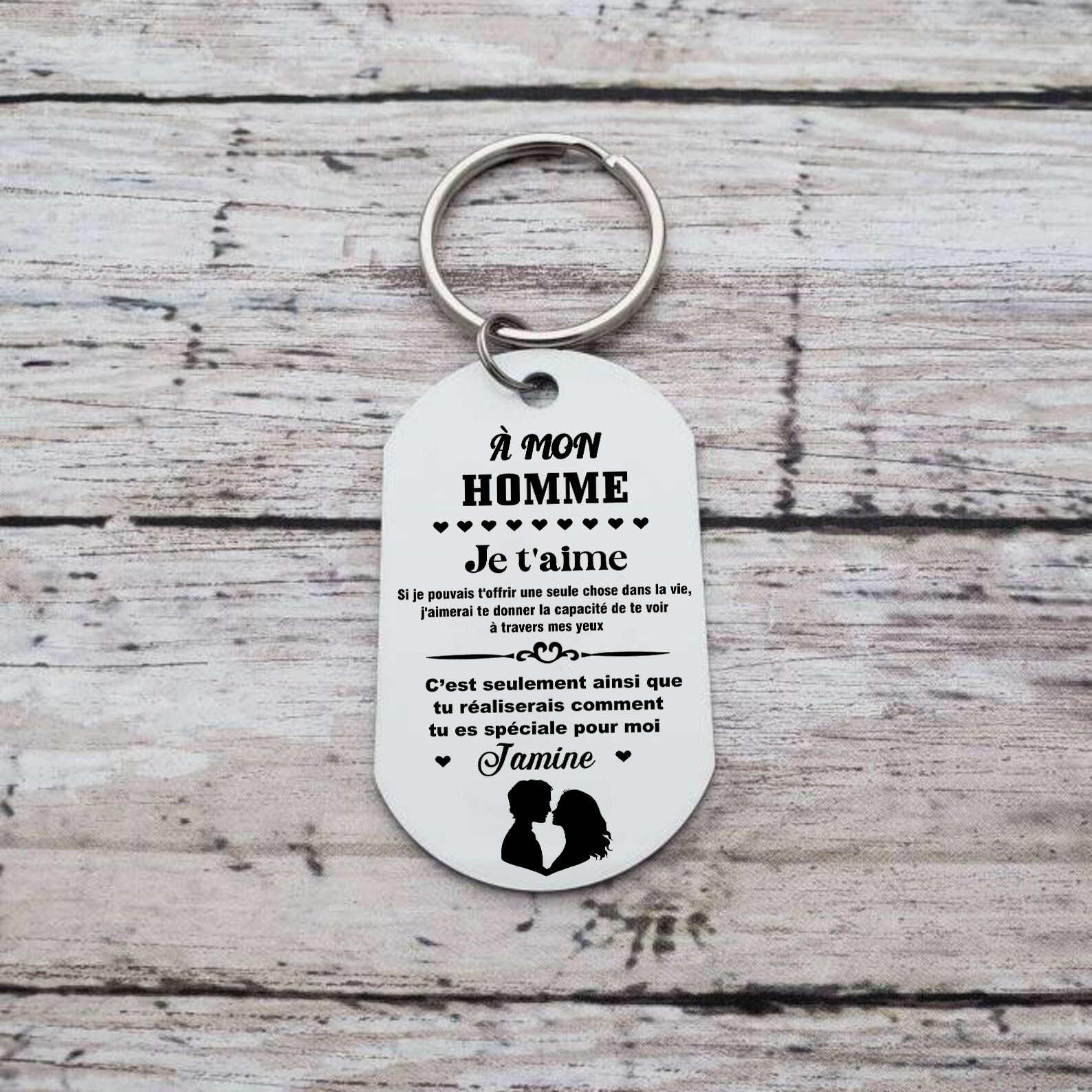 À mon Homme - Porte-Clés 1 Prénom et Photo Personnalisés pour Couple