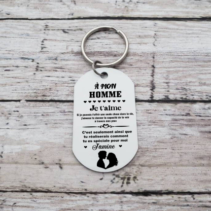 À mon Homme - Porte-Clés 1 Prénom et Photo Personnalisés pour Couple