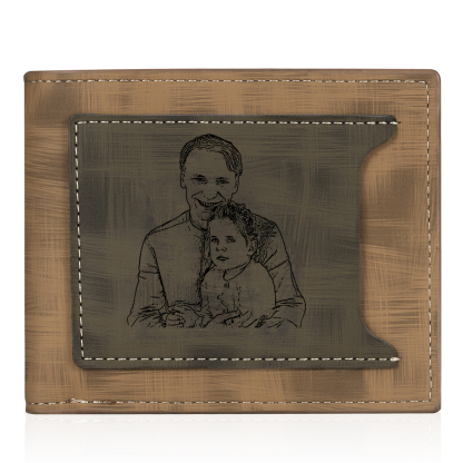 À mon Papa - Portefeuille Poings 2 Prénoms Personnalisés avec Photo Classique Homme Porte-Monnaie Carte