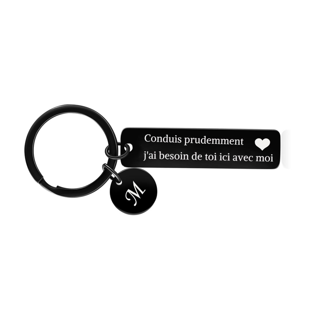 Conduis prudemment - Porte-clés 1 Lettre Personnalisé Breloque