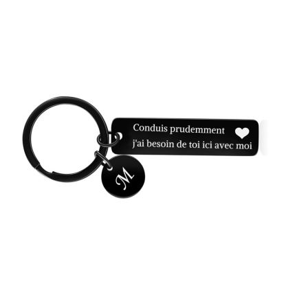 Conduis prudemment - Porte-clés 1 Lettre Personnalisé Breloque