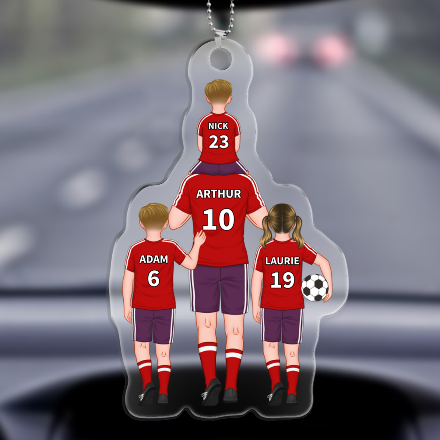 À mon Papa - Porte-Clés de Football avec 2-4 Prénoms Personnalisés en Acrylique | Jessemade