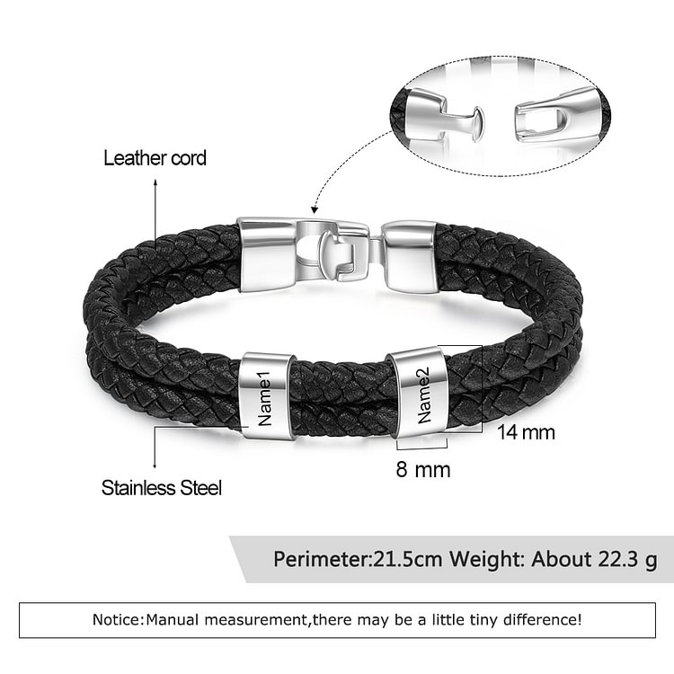 À mon Papa - 1-8 Noms Bracelet Cuir tressé Personnalisé Bracelet Homme
