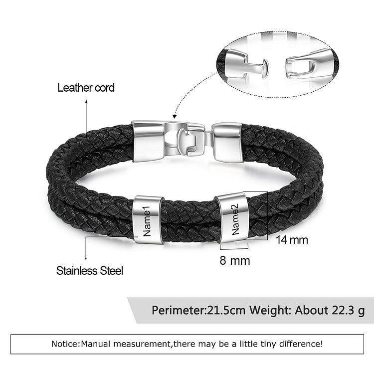 À mon Papa - 1-8 Noms Bracelet Cuir tressé Personnalisé Bracelet Homme