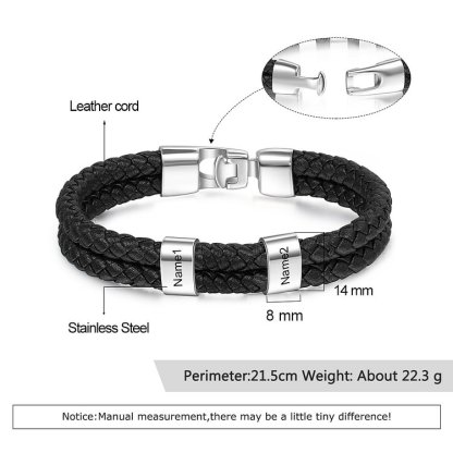 À mon Papa - 1-8 Noms Bracelet Cuir tressé Personnalisé Bracelet Homme