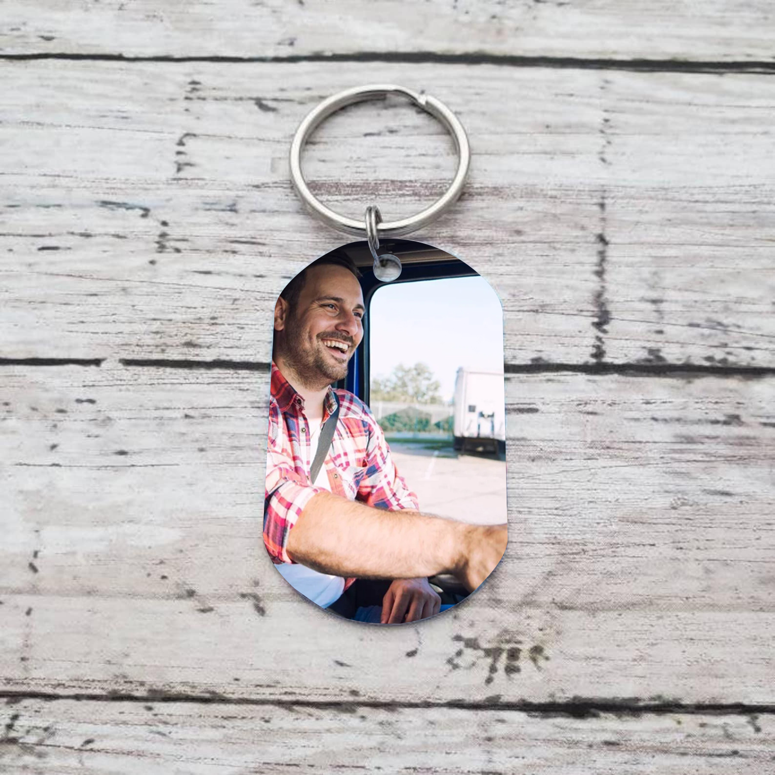 Porte-Clés 1 Prénom et Photo Personnalisés pour Couple