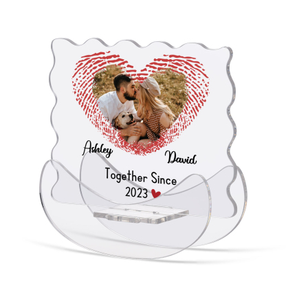 Ornements Panneau Acrylique 2 Prénoms et Photo Personnalisés avec Texte pour Couple